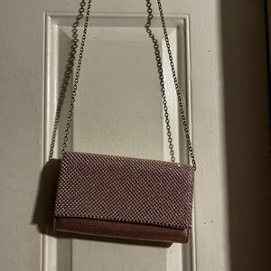 Jessica McClintock Chic Pink Textured Clutch with Chain Strap